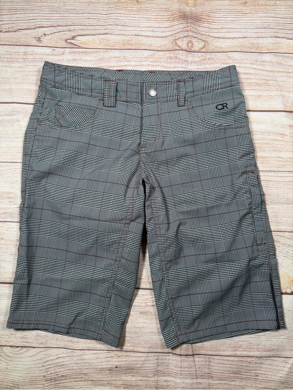 Club Ride Apparel Gray Plaid Athletic Biking Cycling‎ Shorts